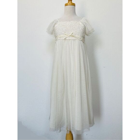 MONSOON Kids Girls 7/8 Lace Appliqué Beaded Dress - Picture 1 of 9